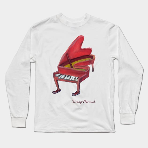 Pink piano 2 Long Sleeve T-Shirt by diegomanuel